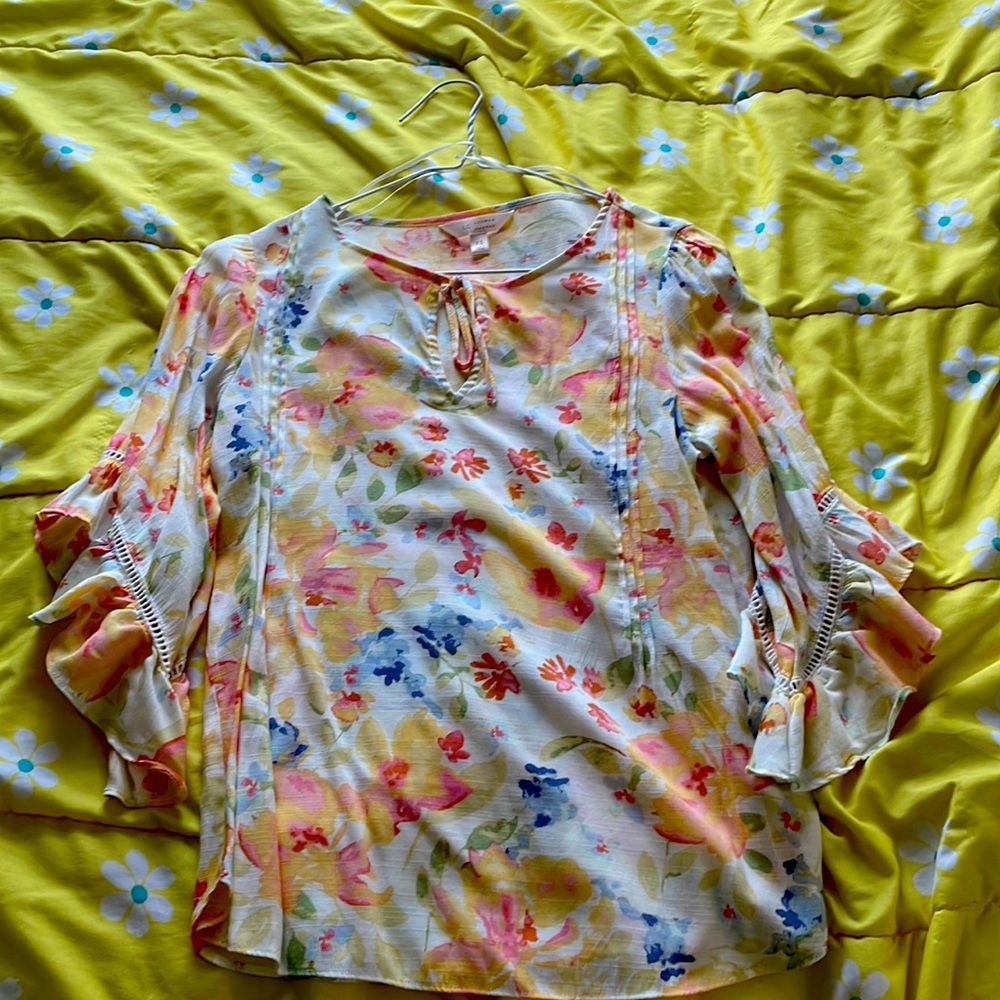 White floral blouse